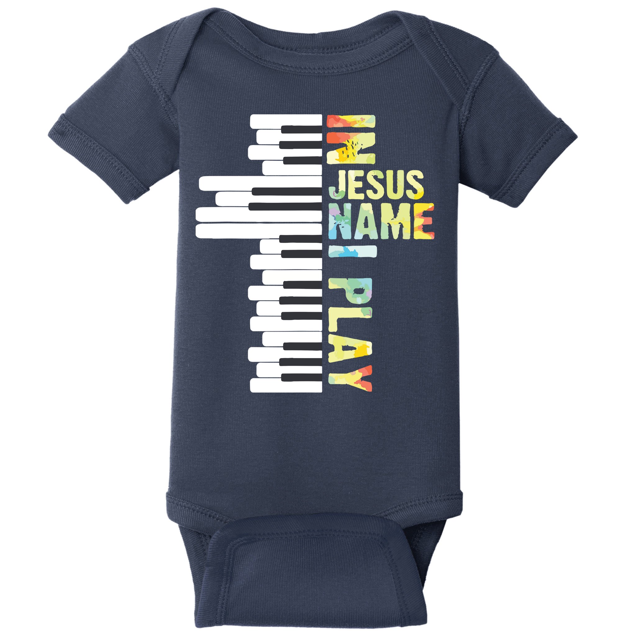 In Jesus Name I Play Piano Christian Music Vintage Baby Bodysuit