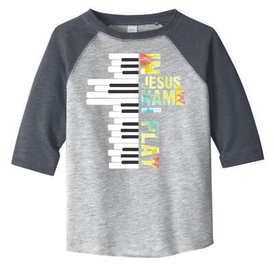 In Jesus Name I Play Piano Christian Music Vintage Toddler Fine Jersey T-Shirt