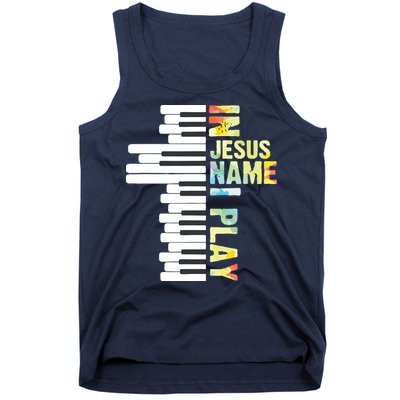 In Jesus Name I Play Piano Christian Music Vintage Tank Top