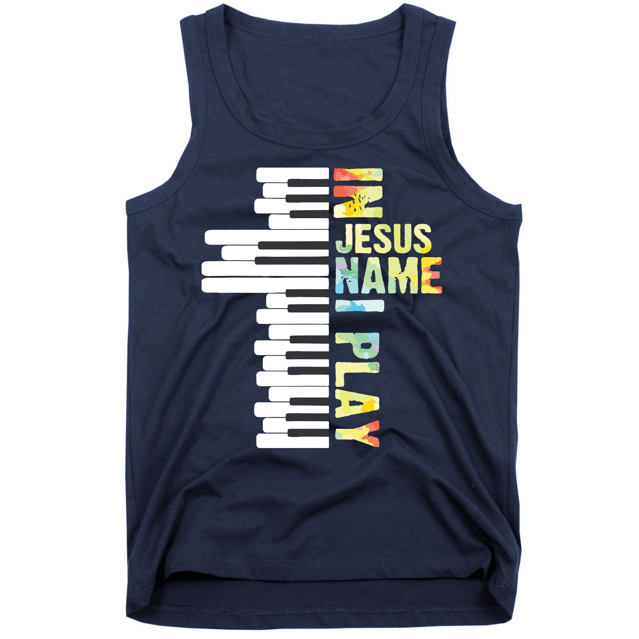 In Jesus Name I Play Piano Christian Music Vintage Tank Top