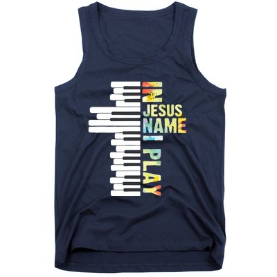 In Jesus Name I Play Piano Christian Music Vintage Tank Top