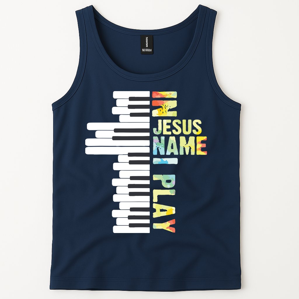 In Jesus Name I Play Piano Christian Music Vintage Tank Top