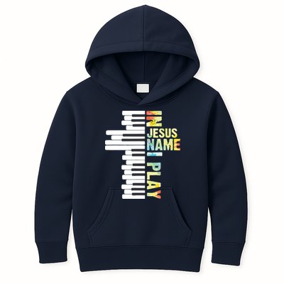 In Jesus Name I Play Piano Christian Music Vintage Kids Hoodie