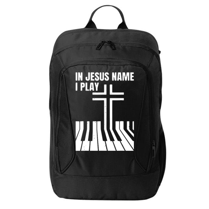 In Jesus Name I Play Piano Awesome Peace Free Love City Backpack