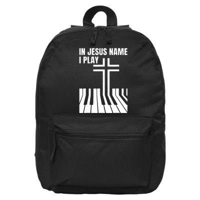 In Jesus Name I Play Piano Awesome Peace Free Love 16 in Basic Backpack