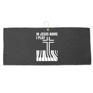 In Jesus Name I Play Piano Awesome Peace Free Love Large Microfiber Waffle Golf Towel