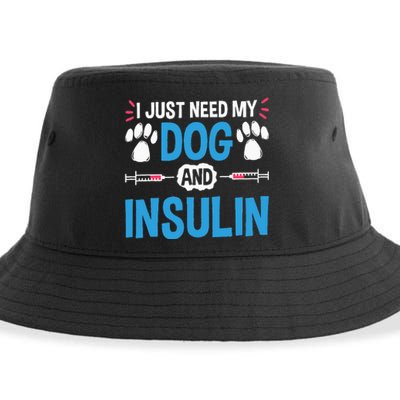 I Just Need My Dog And Insulin Insulin Type 1 Diabetes Sustainable Bucket Hat