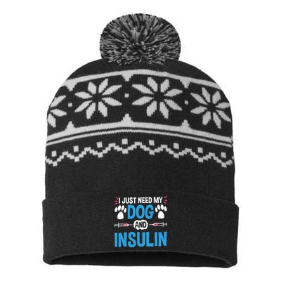 I Just Need My Dog And Insulin Insulin Type 1 Diabetes USA-Made Snowflake Beanie