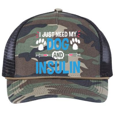 I Just Need My Dog And Insulin Insulin Type 1 Diabetes Retro Rope Trucker Hat Cap