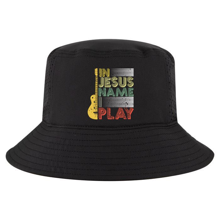 In Jesus Name I Play Guitar Christian Music Lover Gift Cool Comfort Performance Bucket Hat