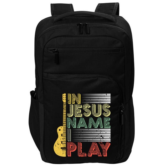 In Jesus Name I Play Guitar Christian Music Lover Gift Impact Tech Backpack