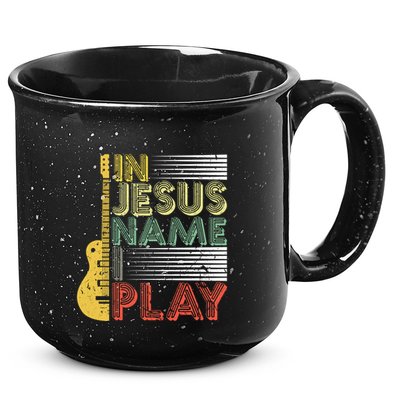 In Jesus Name I Play Guitar Christian Music Lover Gift 15oz Campfire Ceramic Mug
