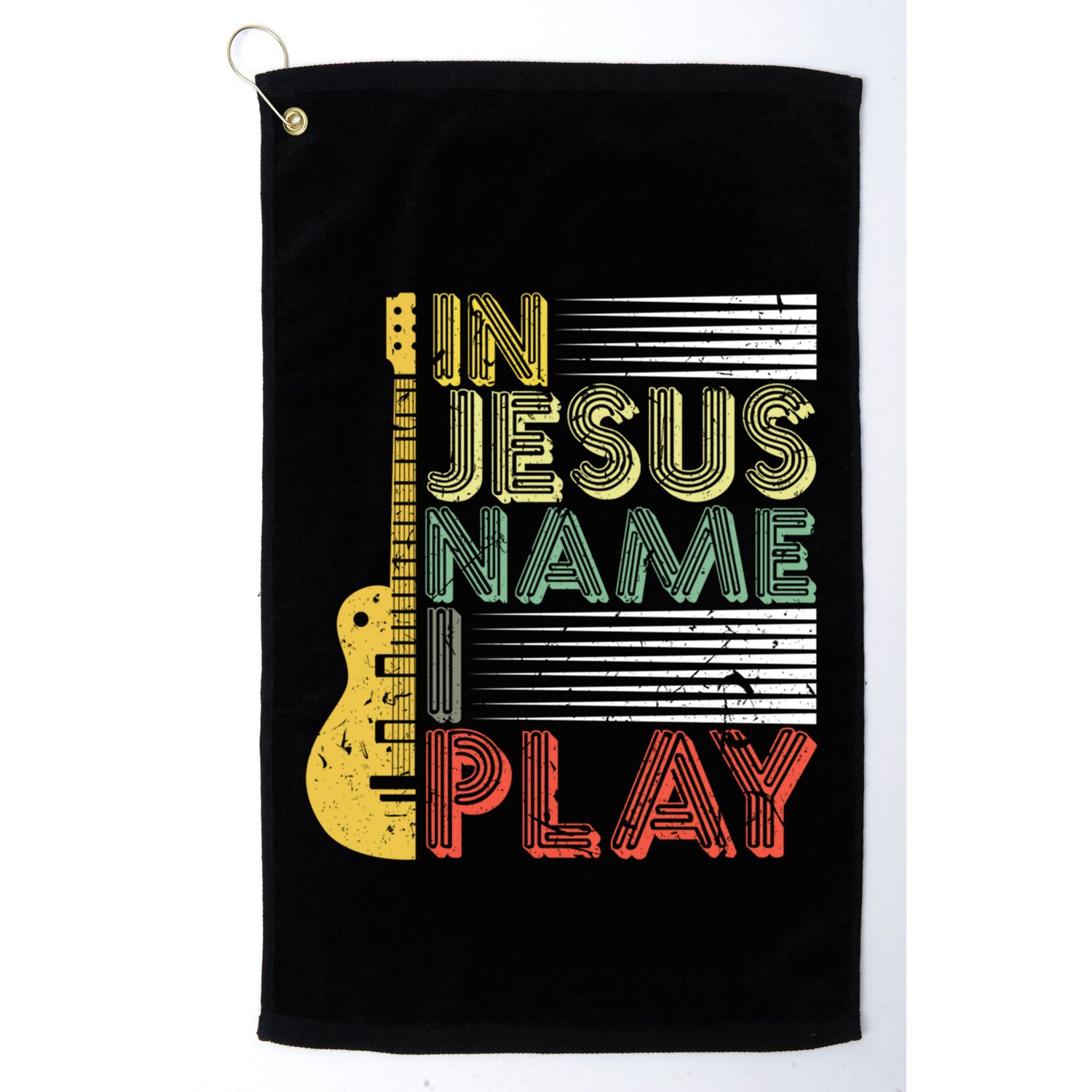 In Jesus Name I Play Guitar Christian Music Lover Gift Golf Towel