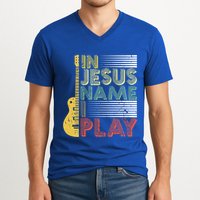In Jesus Name I Play Guitar Christian Music Lover Gift V-Neck T-Shirt