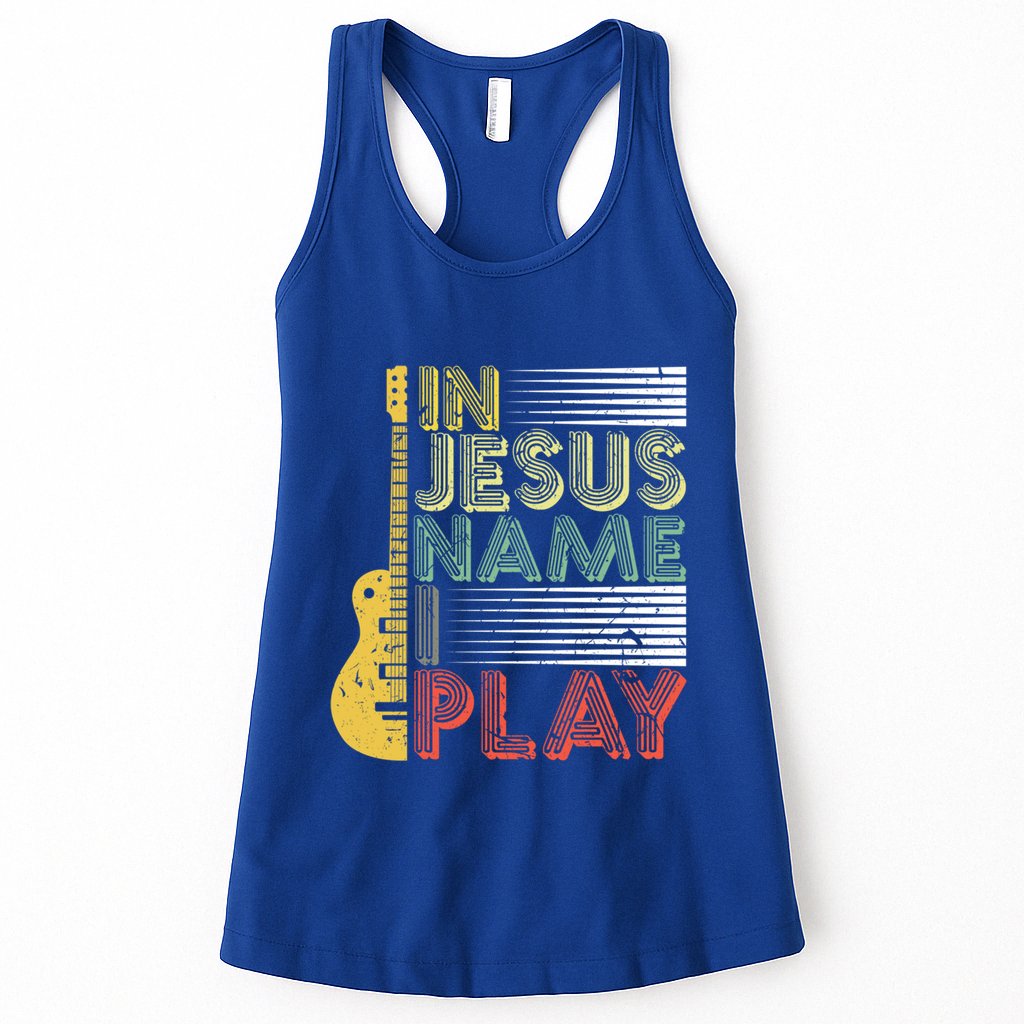 In Jesus Name I Play Guitar Christian Music Lover Gift Womens Tank Top