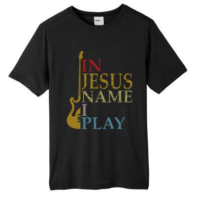 In Jesus Name I Play Guitar Tall Fusion ChromaSoft Performance T-Shirt