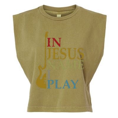 In Jesus Name I Play Guitar Garment-Dyed Women's Muscle Tee