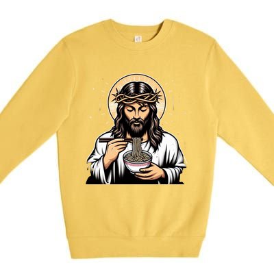 In Jesus Name Ramen Funny Japanese Food Christian Premium Crewneck Sweatshirt