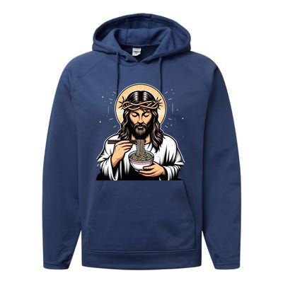 In Jesus Name Ramen Funny Japanese Food Christian Performance Fleece Hoodie