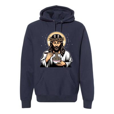 In Jesus Name Ramen Funny Japanese Food Christian Premium Hoodie