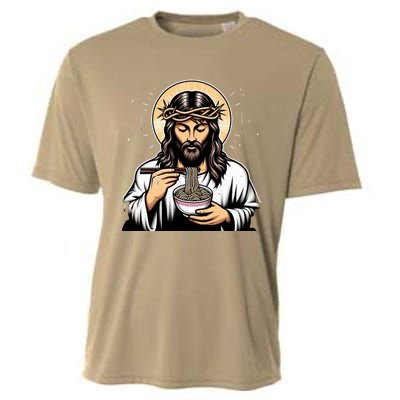 In Jesus Name Ramen Funny Japanese Food Christian Cooling Performance Crew T-Shirt