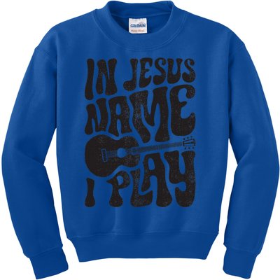 In Jesus Name Play Acoustic Guitar Guitarist Christian Music Kids Sweatshirt