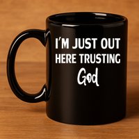 Im Just Out Here Trusting God 11oz C Handle Ceramic Mug