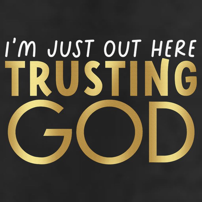 I'm Just Out Here Trusting God Christian Believers God Love  7 Panel Mesh Trucker Snapback Hat