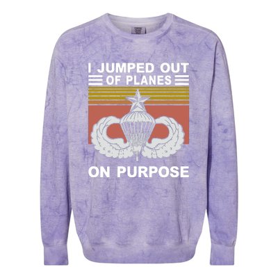 I Jumped Out Of Planes On Purpose Vintage Funny Colorblast Crewneck Sweatshirt