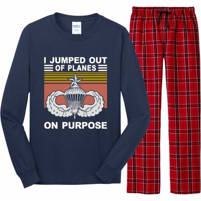 I Jumped Out Of Planes On Purpose Vintage Funny Long Sleeve Pajama Set