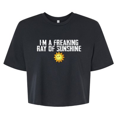 Im Just One Big Freaking Ray Of Sunshine Funny Sarcastic Bella+Canvas Jersey Crop Tee