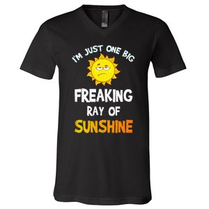 Im Just One Big Freaking Ray Of Sunshine Funny Idea V-Neck T-Shirt