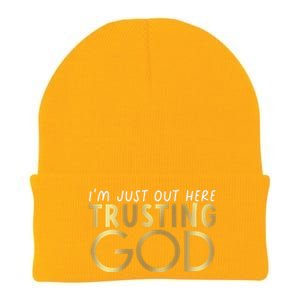 I Just Out Here Trusting God Church Bible Jesus Christians Knit Cap Winter Beanie