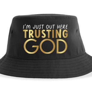 I Just Out Here Trusting God Church Bible Jesus Christians Sustainable Bucket Hat