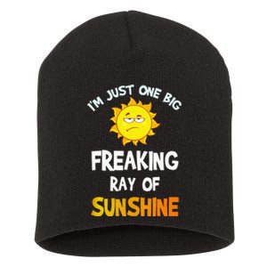 Im Just One Big Freaking Ray Of Sunshine Funny Idea Short Acrylic Beanie