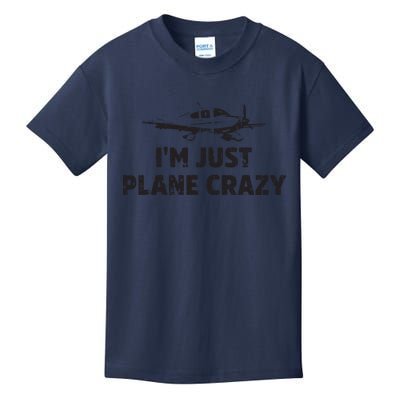 Im Just Plane Crazy Funny Airplane Pilots Kids T-Shirt