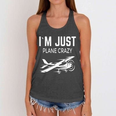 I'm Just Plane Crazy I Airplane I Plane Women's Knotted Racerback Tank