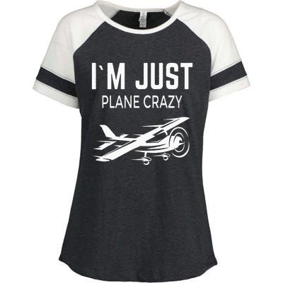 I'm Just Plane Crazy I Airplane I Plane Enza Ladies Jersey Colorblock Tee