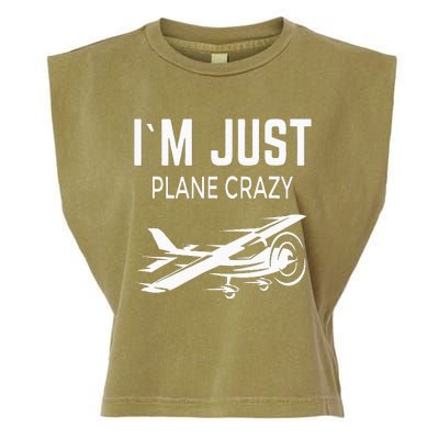 I'm Just Plane Crazy I Airplane I Plane Garment-Dyed Women's Muscle Tee