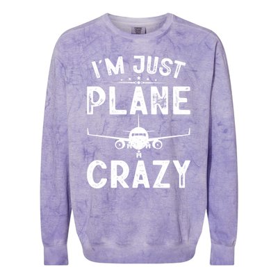 IM Just Plane Crazy Airplanes Lover Aviation Funny Gift Colorblast Crewneck Sweatshirt