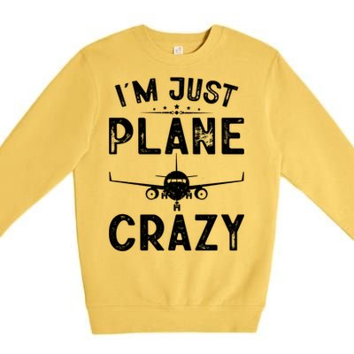 IM Just Plane Crazy Airplanes Lover Aviation Funny Gift Premium Crewneck Sweatshirt