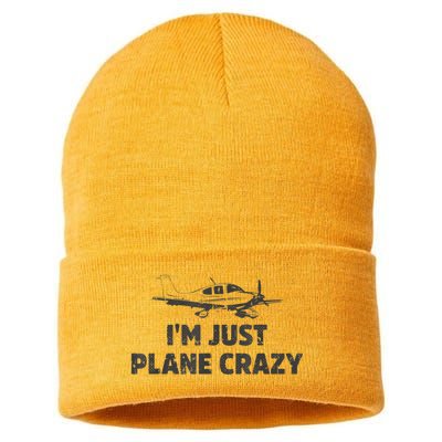 I'm Just Plane Crazy. Funny Airplane Pilots Sustainable Knit Beanie