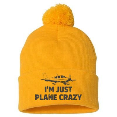 I'm Just Plane Crazy. Funny Airplane Pilots Pom Pom 12in Knit Beanie