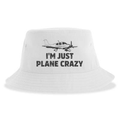 I'm Just Plane Crazy. Funny Airplane Pilots Sustainable Bucket Hat