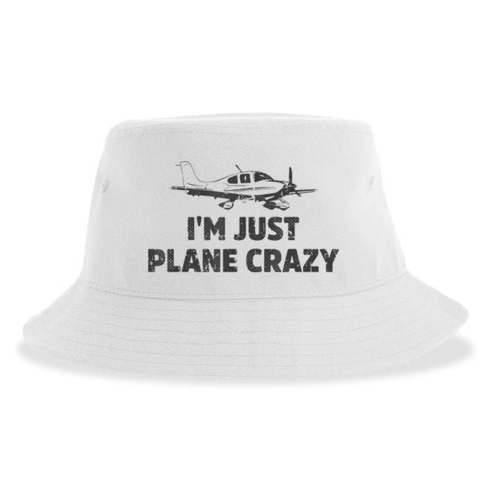 I'm Just Plane Crazy. Funny Airplane Pilots Sustainable Bucket Hat