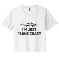 I'm Just Plane Crazy. Funny Airplane Pilots Women's Crop Top Tee