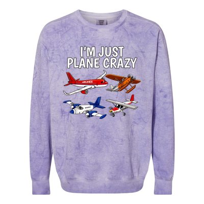 I'm Just Plane Crazy Aviation Gifts For Aircraft Pilots Colorblast Crewneck Sweatshirt