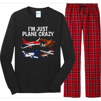 I'm Just Plane Crazy Aviation Gifts For Aircraft Pilots Long Sleeve Pajama Set