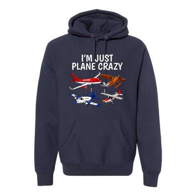 I'm Just Plane Crazy Aviation Gifts For Aircraft Pilots Premium Hoodie