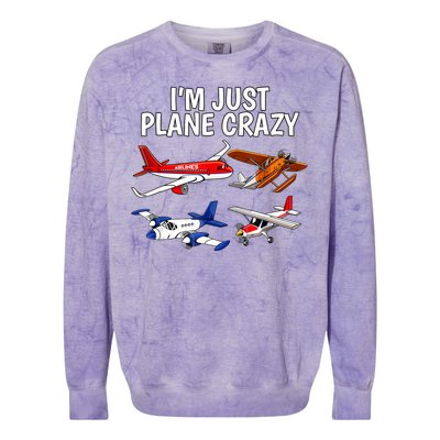 I'm Just Plane Crazy Aviation Gifts For Aircraft Pilots Colorblast Crewneck Sweatshirt